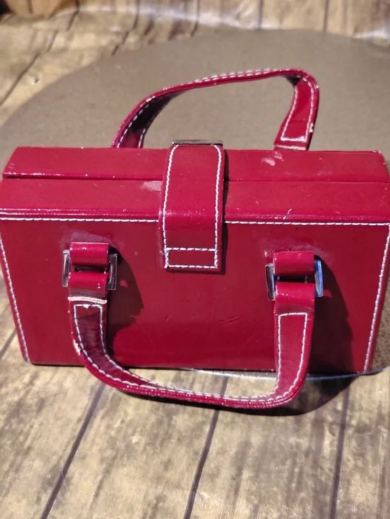 Vintage Red Women's Structured Top-Handle Bag - Picture 5 of 7